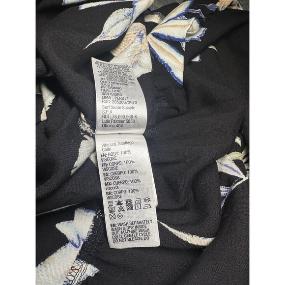 ROXY Lombok Waterfall True Black Delicate Flowers LONG SLEEVE 100% viscose Sz M - Picture 9 of 13